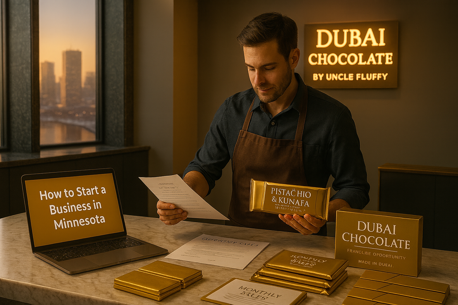Full Guideline on How to Start a Business in Minnesota: Legal Steps, Registration, Licensing, and How the Dubai Chocolate Startup Package by Uncle Fluffy Makes Entrepreneurship Easier.