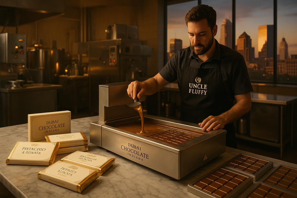 Step-by-Step Guide on How to Manufacture Chocolate in Indiana and Launch Your Own Dubai-Inspired Brand with the Dubai Chocolate Startup Package by Uncle Fluffy.