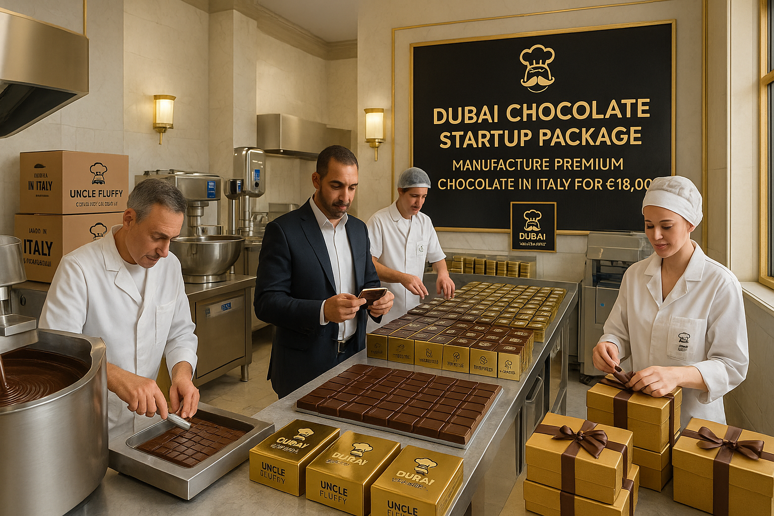 How to Manufacture Chocolate in Italy: Step-by-Step Process, Regulations, Costs, and How the Dubai Chocolate Startup Package Simplifies Production.